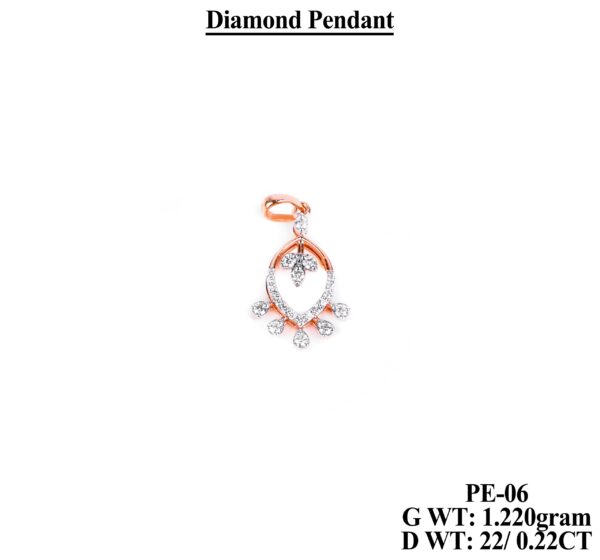 Luxury Diamond Floral design Pendant in 1.22g Rose Gold