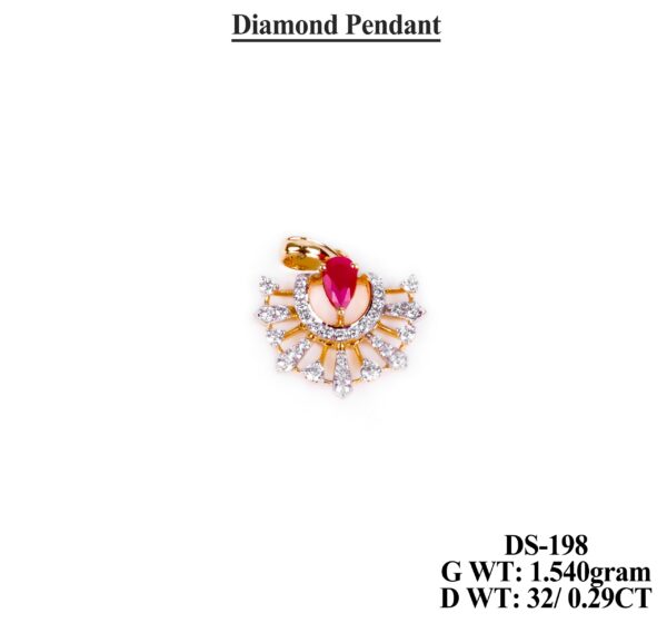 Luxury Rose Gold Fan Pendant with 54 Brilliant Round Diamonds
