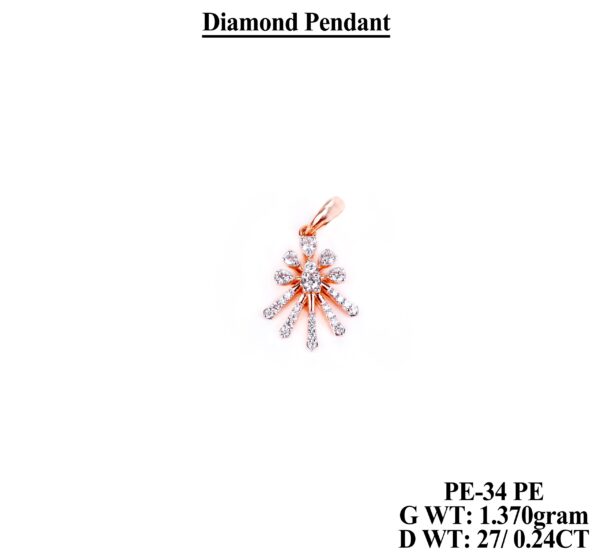 Elegant Rose Gold Diamond Floral Pendant - 0.24 CT Certified Diamonds
