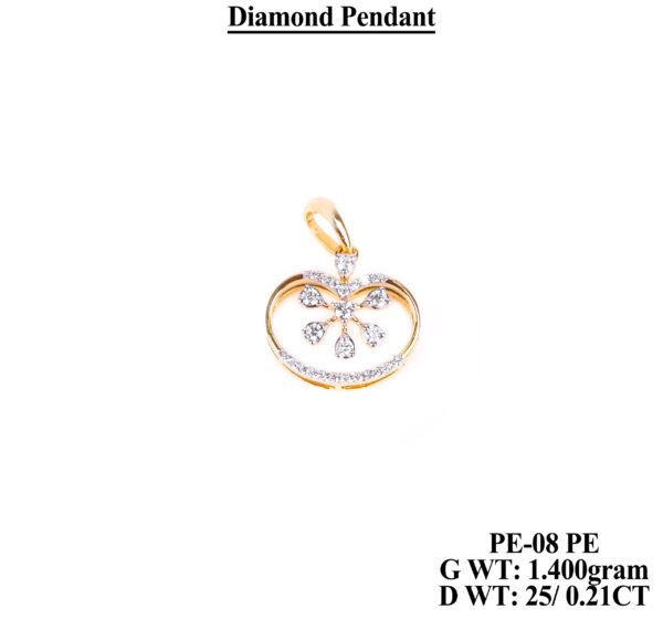 Elegant Rose Gold Diamond Floral Pendant - 0.21 CT Certified Diamonds