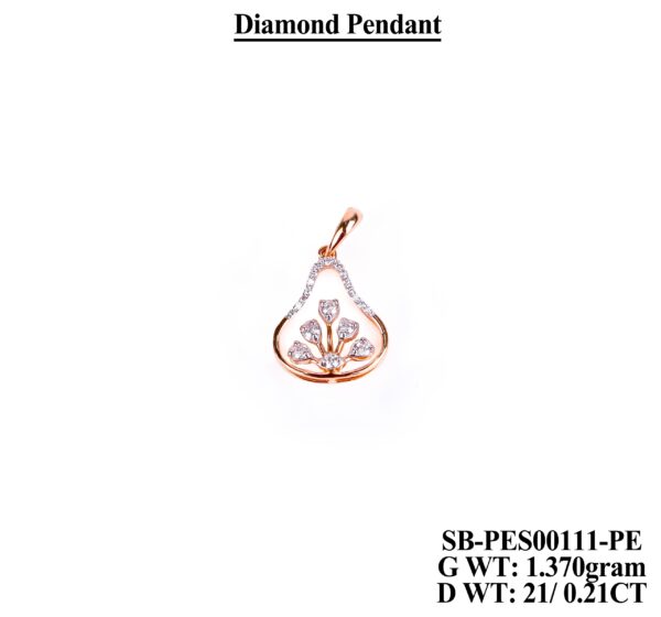 New Design Lattice Diamond Pendant in Solid Rose Gold - 1.370g