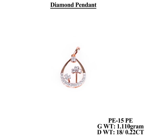 Rose Gold Diamond Floral Design Pendant - PE-15PE