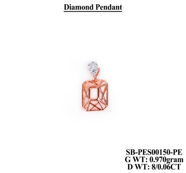 Dainty Rose Gold Diamond Square shape Pendant - 0.06 Carat
