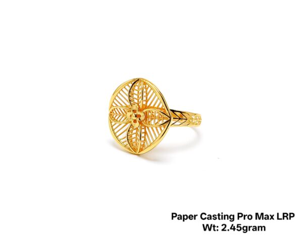Intricate Floral Filigree Gold Ring - 2.45 Gram Paper Casting Design