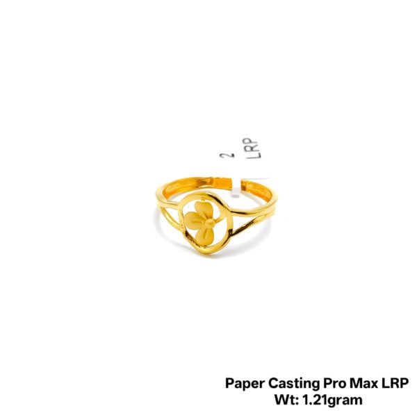 22KT Yellow Gold Floral Filigree Ring - 1.21g Lightweight Design
