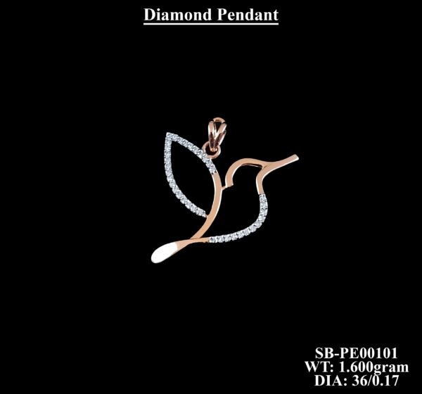 Luxury 18K Rose Gold Diamond Sparrow Medallion Pendant