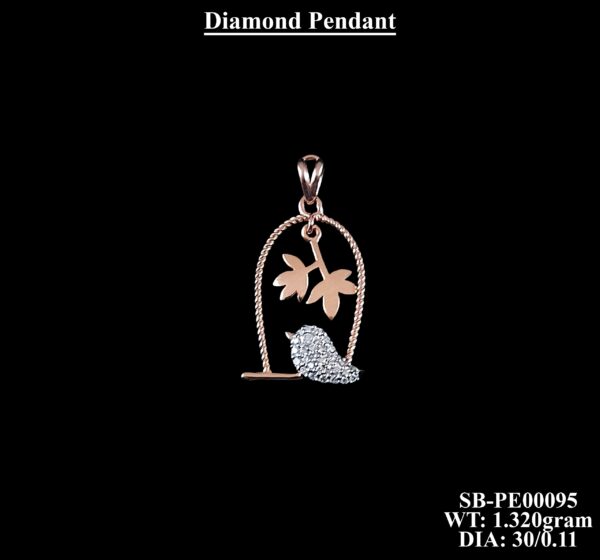 Luxury 18K Rose Gold Diamond Bird Design Medallion Pendant