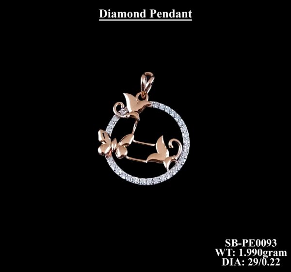 18K Rose Gold Teardrop Diamond Pendant with Floral Motif - 0.22 CT