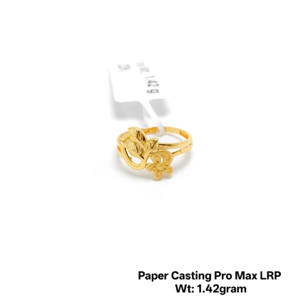 24KT Yellow Gold Floral Filigree Ring - 1.42g Lightweight Design