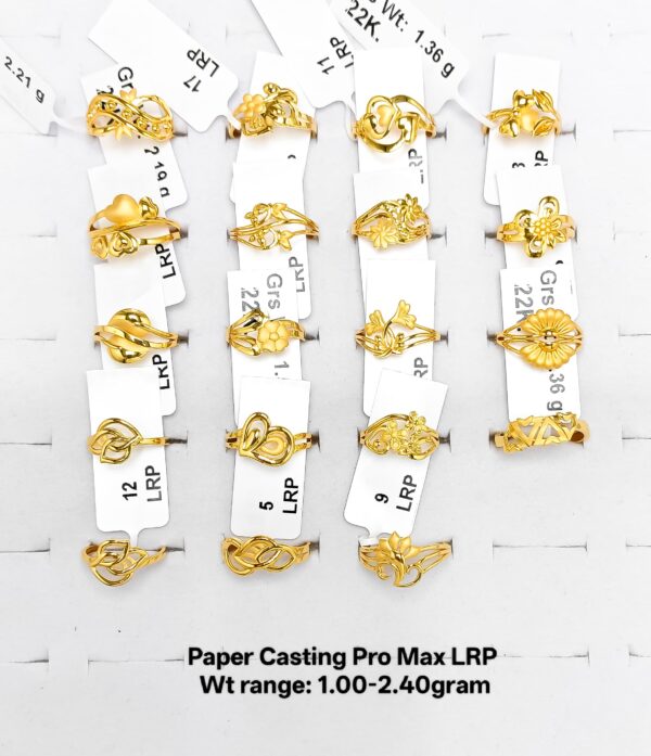 22KT Gold Lightweight Floral & Filigree Paper Casting Rings (1.00-2.40g)
