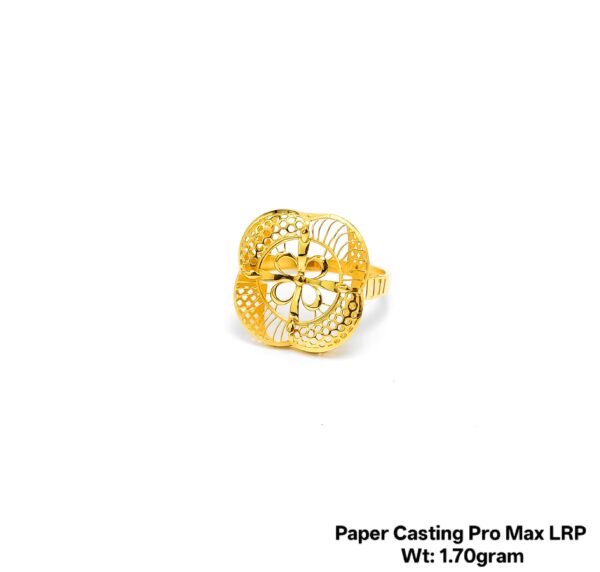 Intricate Floral Filigree Gold Ring - 1.70 Gram Paper Casting Design