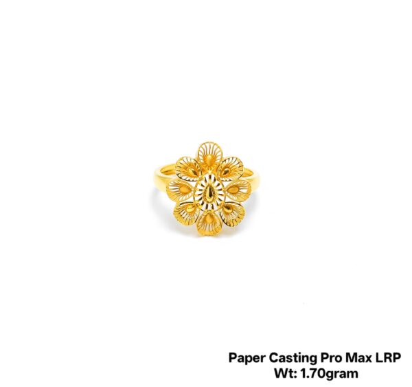 Intricate Floral Filigree Gold Ring - 1.70 Gram Paper Casting Design