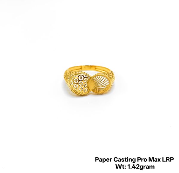 Intricate Floral Filigree Gold Ring - 1.42 Gram Paper Casting Design