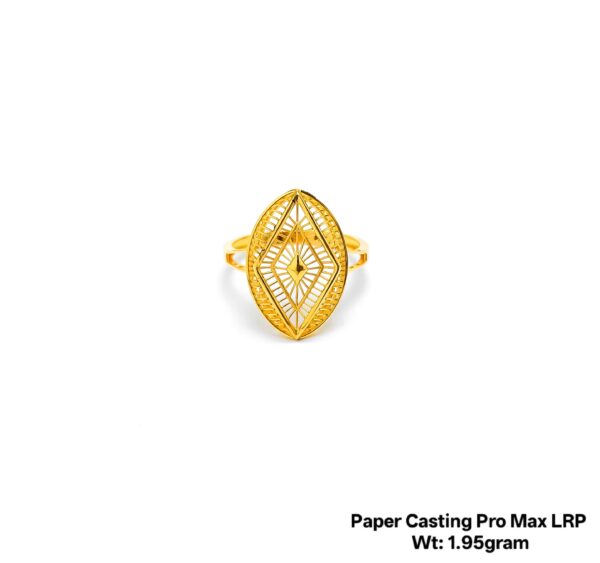 Intricate Floral Filigree Gold Ring - 1.95 Gram Paper Casting Design