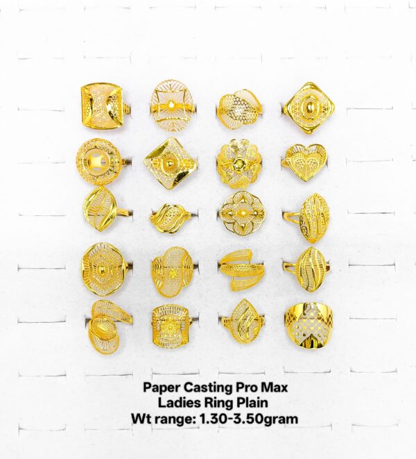 22KT Gold Lightweight Floral & Filigree Paper Casting Rings (1.30-3.50g)