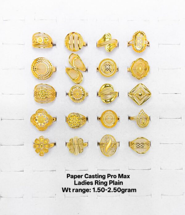 22KT Gold Lightweight Floral & Filigree Paper Casting Rings (1.50-2.50g)