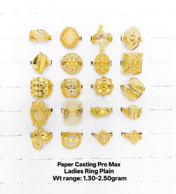 22KT Gold Lightweight Floral & Filigree Paper Casting Rings (1.30-2.50g)