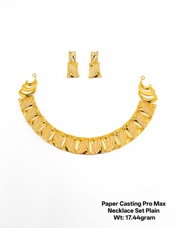 New Design Paper Casting Gold Necklace Set -17 grams