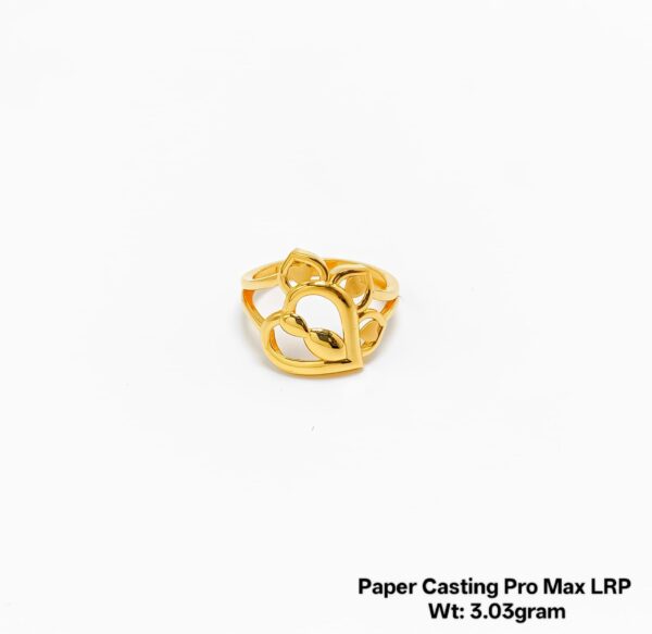 Paper Casting Gold Ladies Ring - 3.03g Elegant Floral Cutout Design