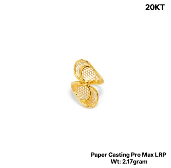 Paper Casting Gold Ladies Ring - 2.17g Elegant Floral Cutout Design