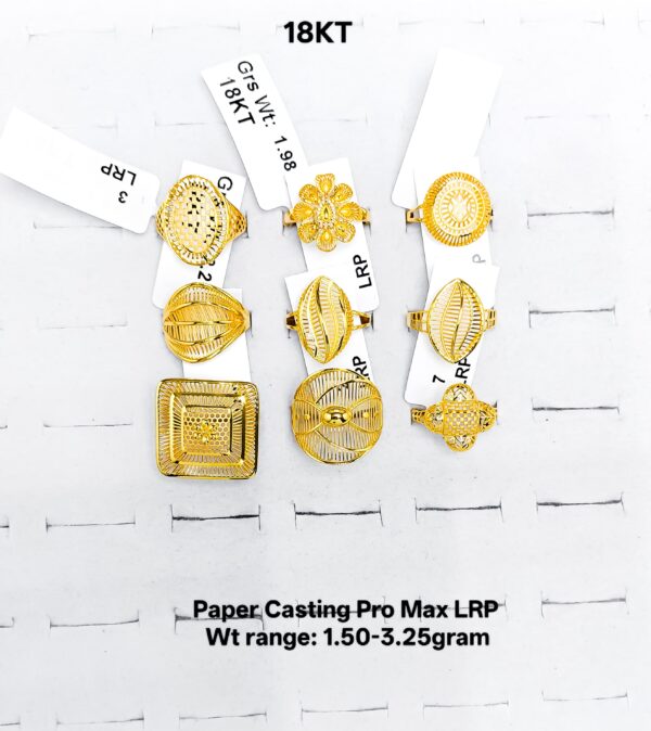 22KT Gold Lightweight Floral & Filigree Paper Casting Rings (1.50-3.25g)