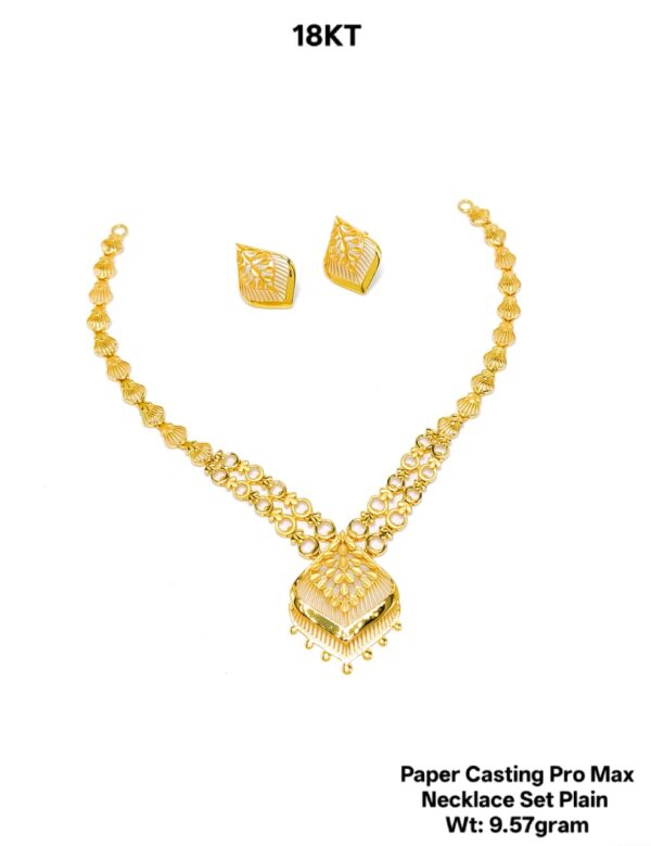 New Design Paper Casting Gold Necklace Set -9.57gram