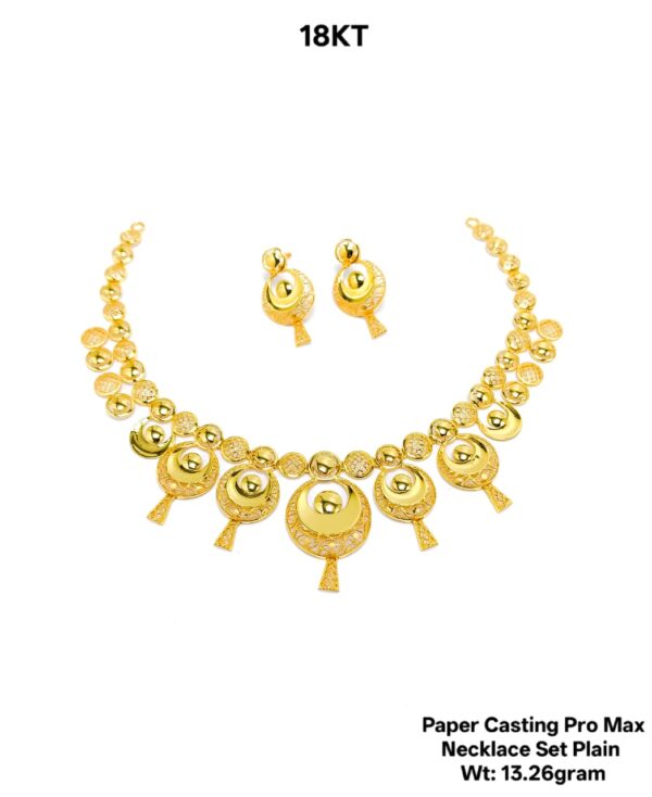 New Design Paper Casting Gold Necklace Set -13.26gram