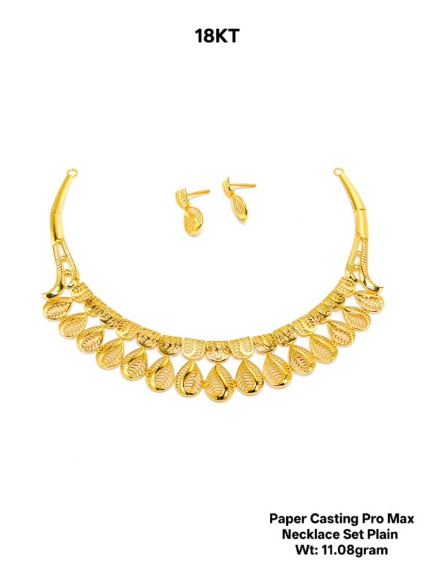 New Design Paper Casting Gold Necklace Set -11.08gram