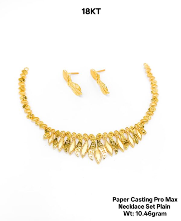 New Design Paper Casting Gold Necklace Set -10.46gram