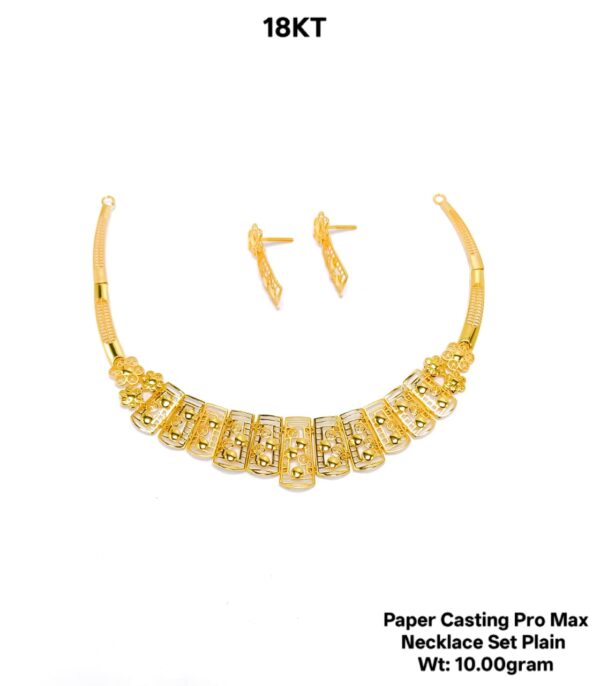 New Design Paper Casting Gold Necklace Set -10gram