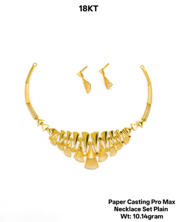 New Design Paper Casting Gold Necklace Set -10.14gram