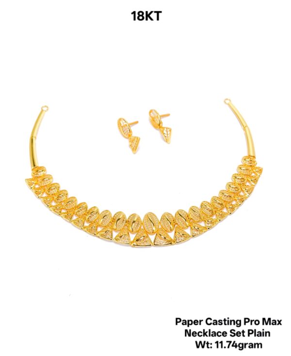 New Design Paper Casting Gold Necklace Set -11.74gram