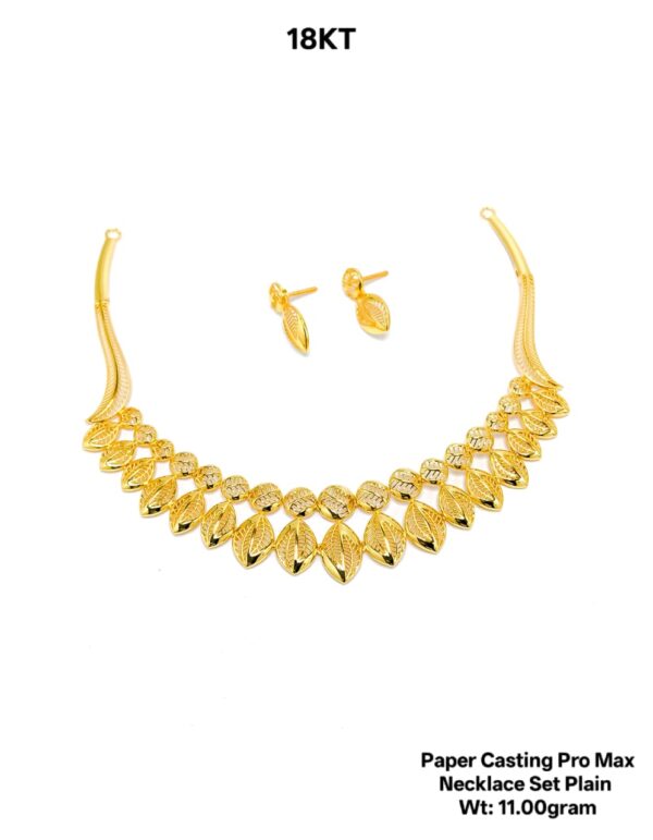 New Design Paper Casting Gold Necklace Set -11gram