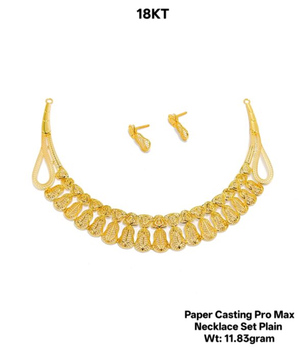 New Design Paper Casting Gold Necklace Set -11.83gram