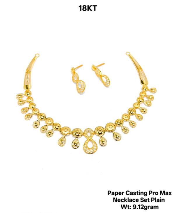 New Design Paper Casting Gold Necklace Set -9.12gram