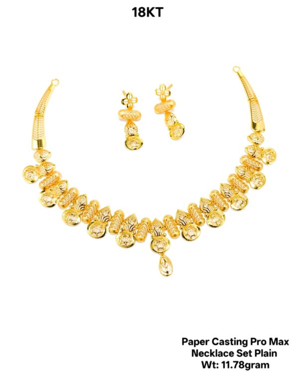 New Design Paper Casting Gold Necklace Set -11.78gram