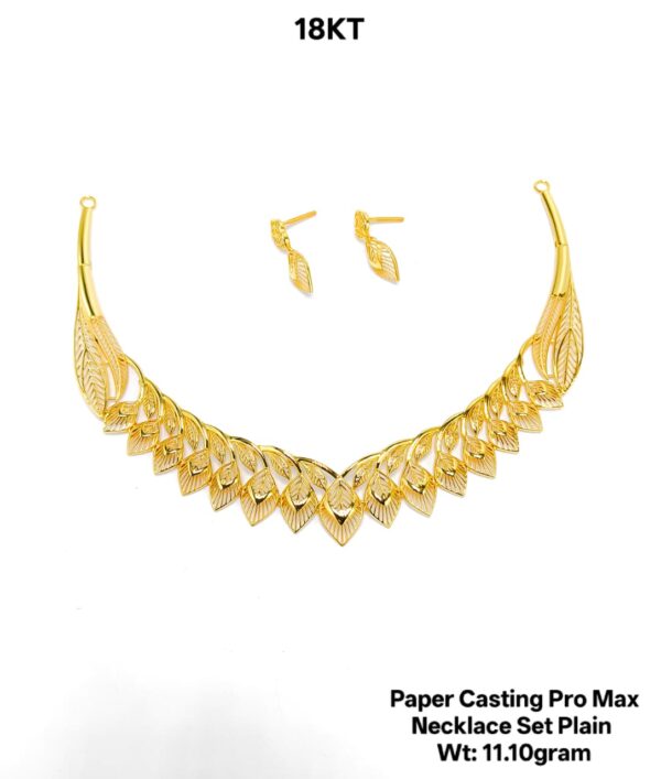New Design Paper Casting Gold Necklace Set -11.10gram