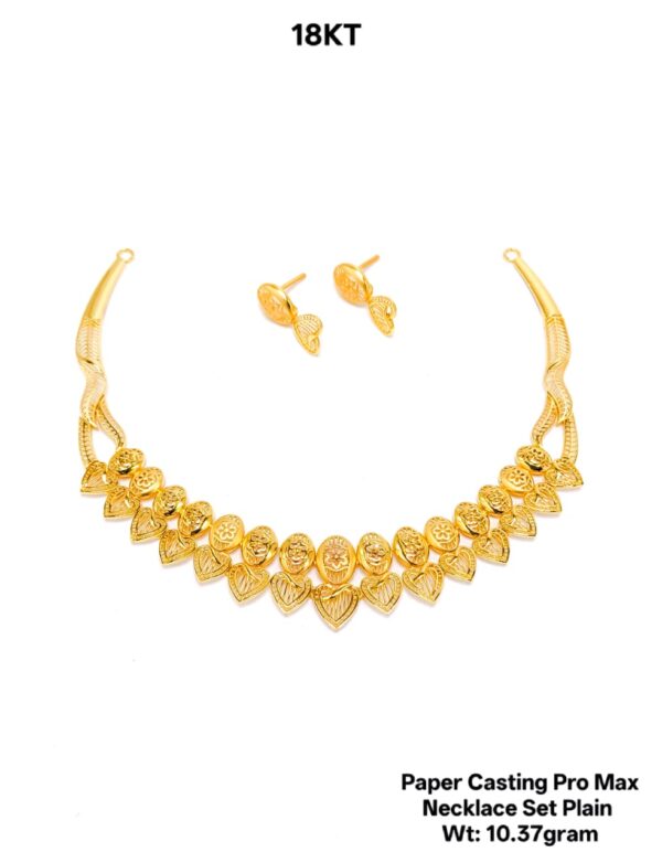 New Design Paper Casting Gold Necklace Set -10.37gram
