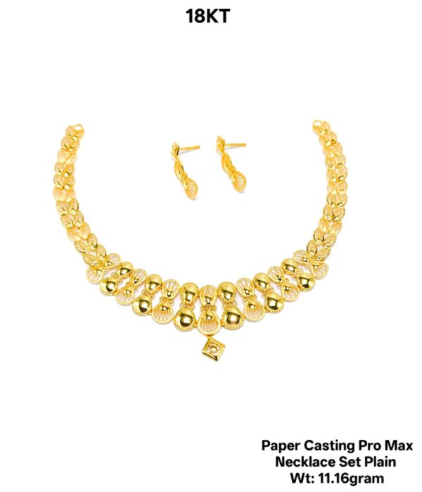 New Design Paper Casting Gold Necklace Set -11.16gram