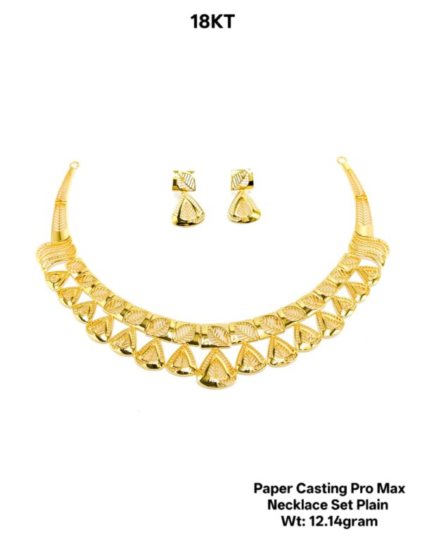 New Design Paper Casting Gold Necklace Set -12.14gram