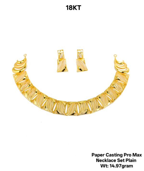 New Design Paper Casting Gold Necklace Set -14.97gram
