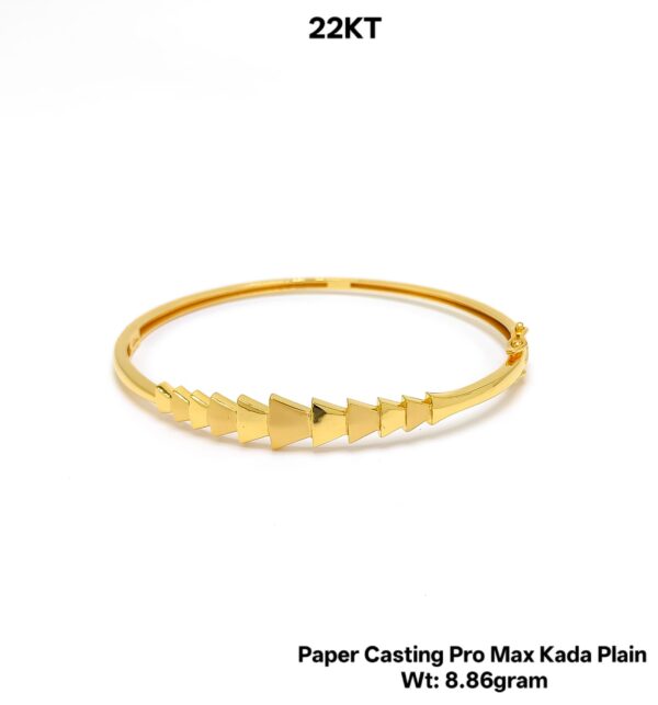 Lightweight 22KT Gold Bangle/kada - 8.86g Paper Casting Design