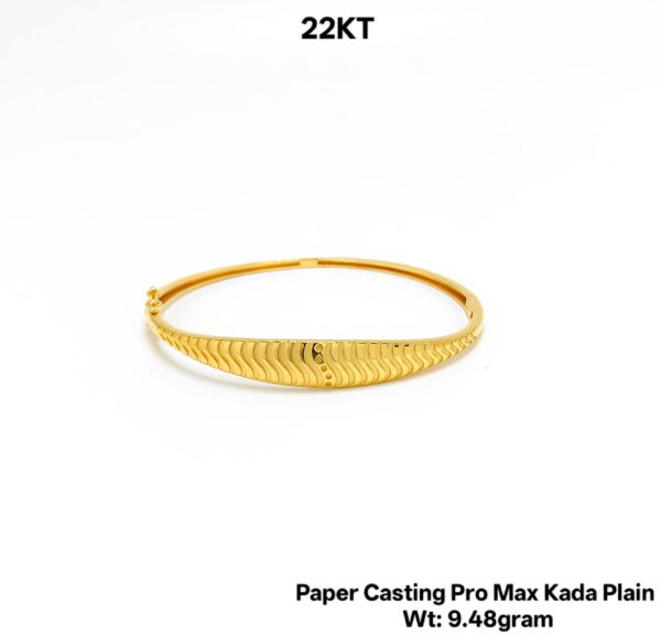 Lightweight 22KT Gold Bangle/kada - 9.48g Paper Casting Design