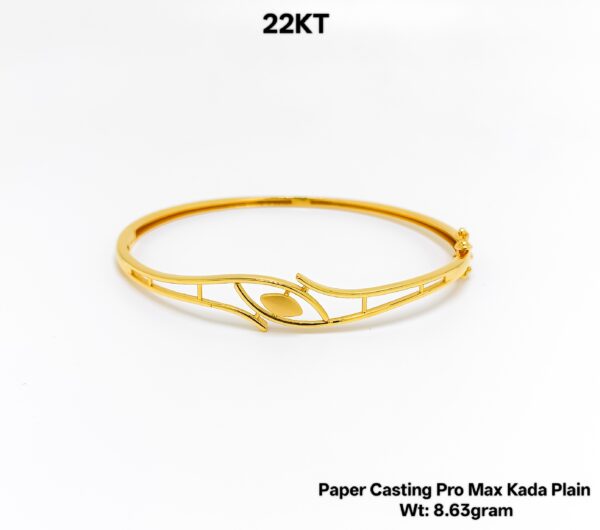 Lightweight 22KT Gold Bangle/kada - 8.63g Paper Casting Design
