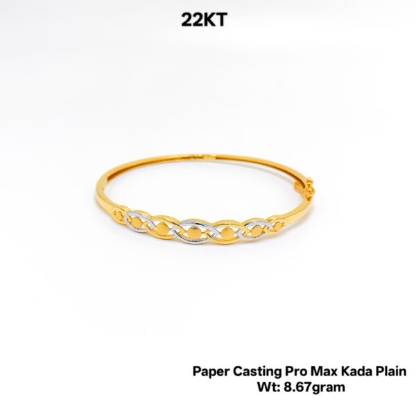 Designer 22KT Gold Kada/Bangle- Stylish Paper Casting Kada (8.67 Grams)