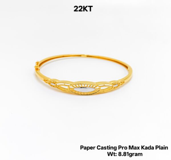 Lightweight 22KT Gold Bangle/kada - 8.81g Paper Casting Design
