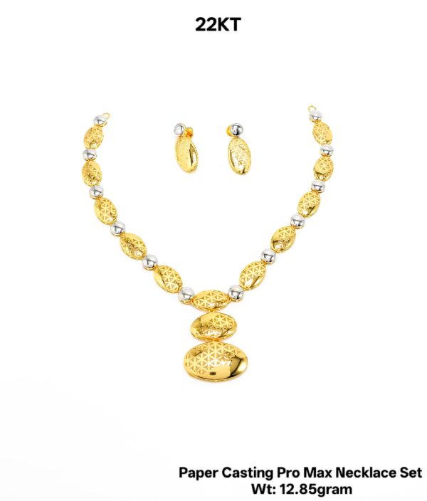 New Design Paper Casting Gold Necklace Set -12.85gram