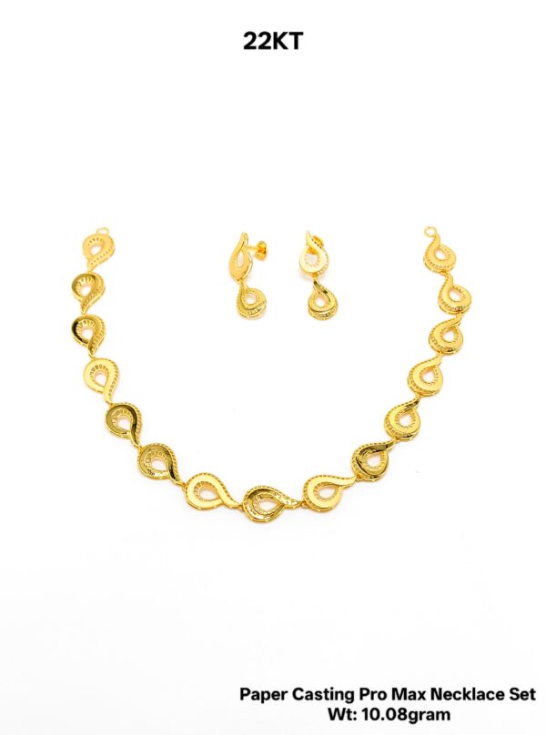 New Design Paper Casting Gold Necklace Set -10gram
