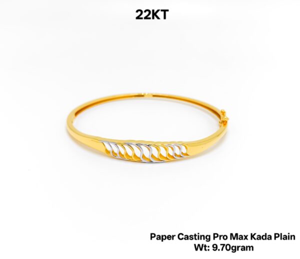 Lightweight 22KT Gold Bangle/kada - 9.70g Paper Casting Design