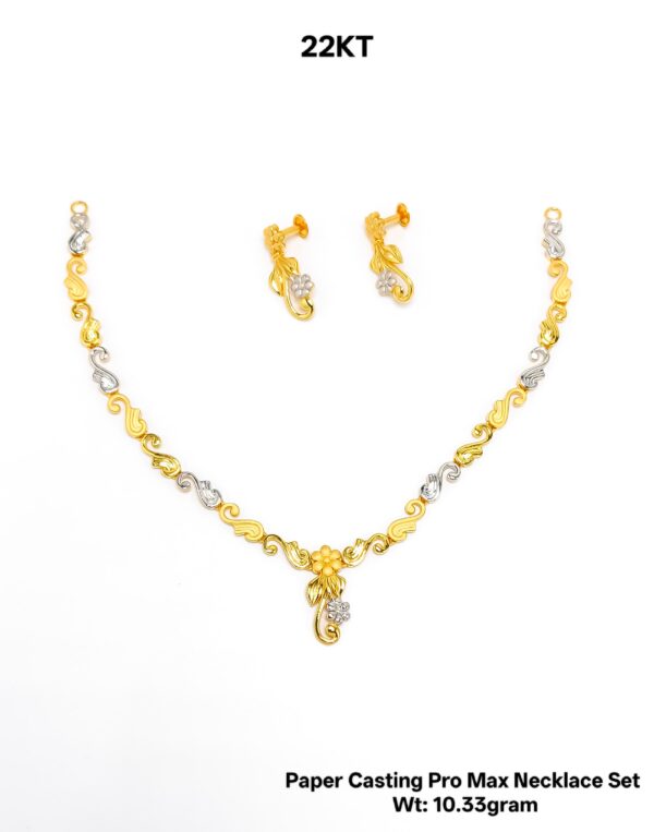 New Design Paper Casting Gold Necklace Set -10.33gram